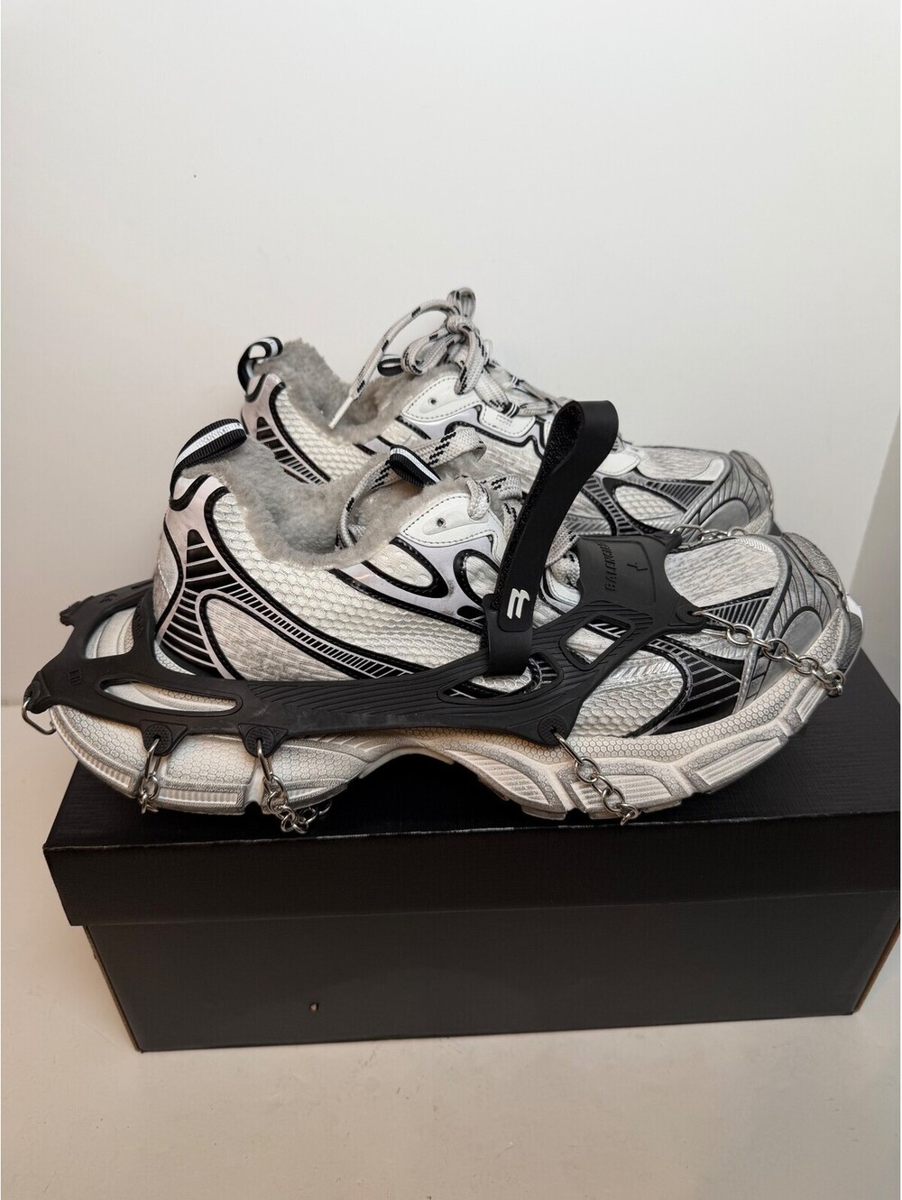 Balenciaga 3XL Ski White Silver Sneakers Mens Size 13/46 New